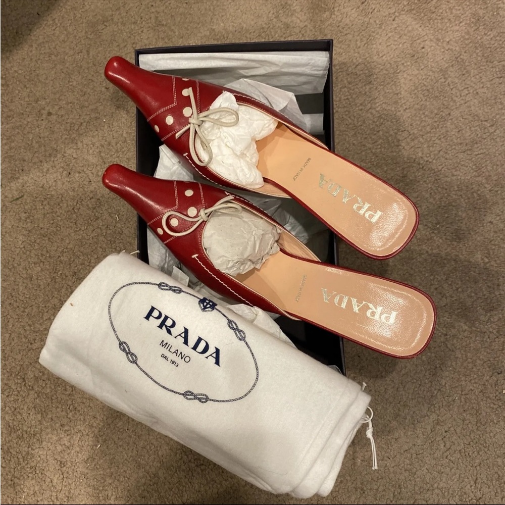 Vintage Red Prada Mules
